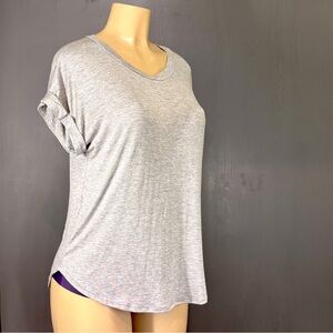 Rebel Society Gray Tee Top | Ultra Soft Rolled Sleeve Basic | Size M